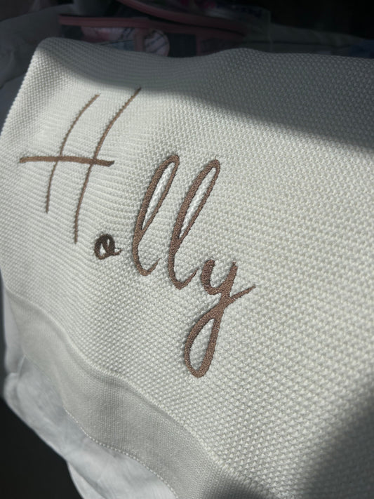 White Personalised Cotton Blanket
