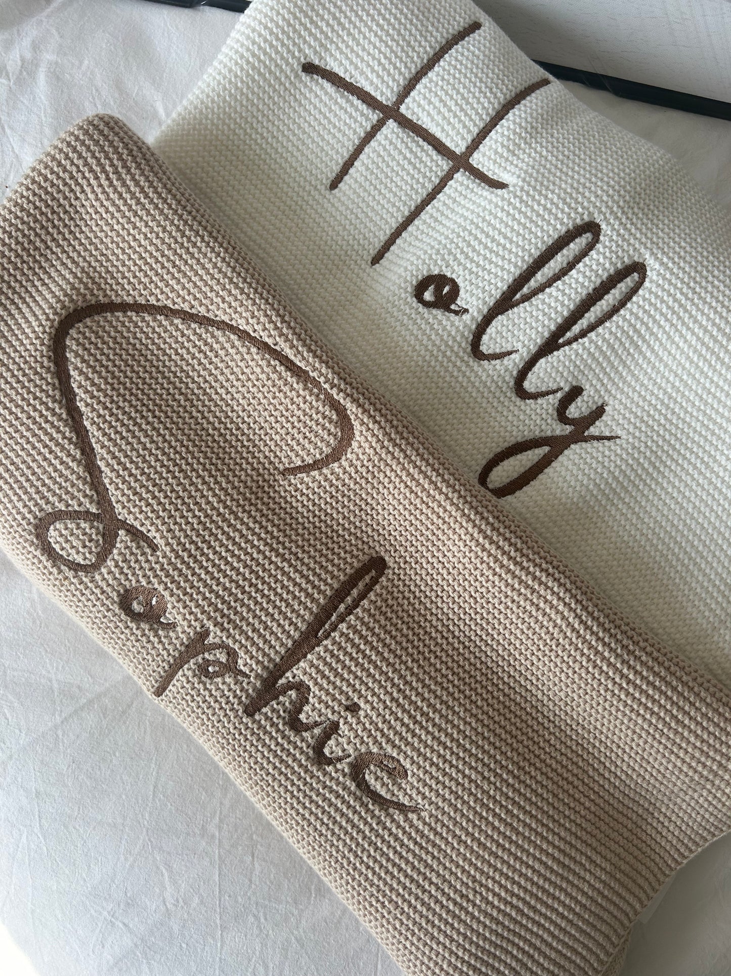 Beige Personalised Cotton Blanket