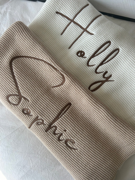 Beige Personalised Cotton Blanket