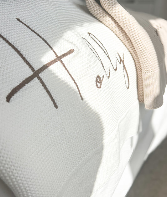 White Personalised Cotton Blanket