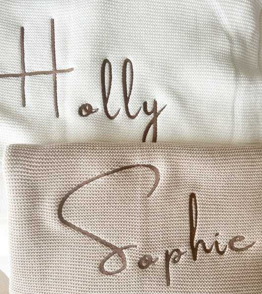 Beige Personalised Cotton Blanket